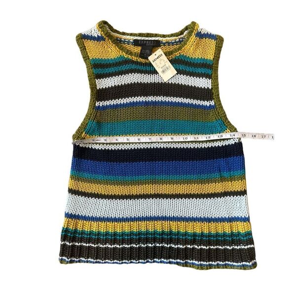 Express Knit Striped Cotton Blend Sweater Tank Size Medium NWT - Picture 6 of 9